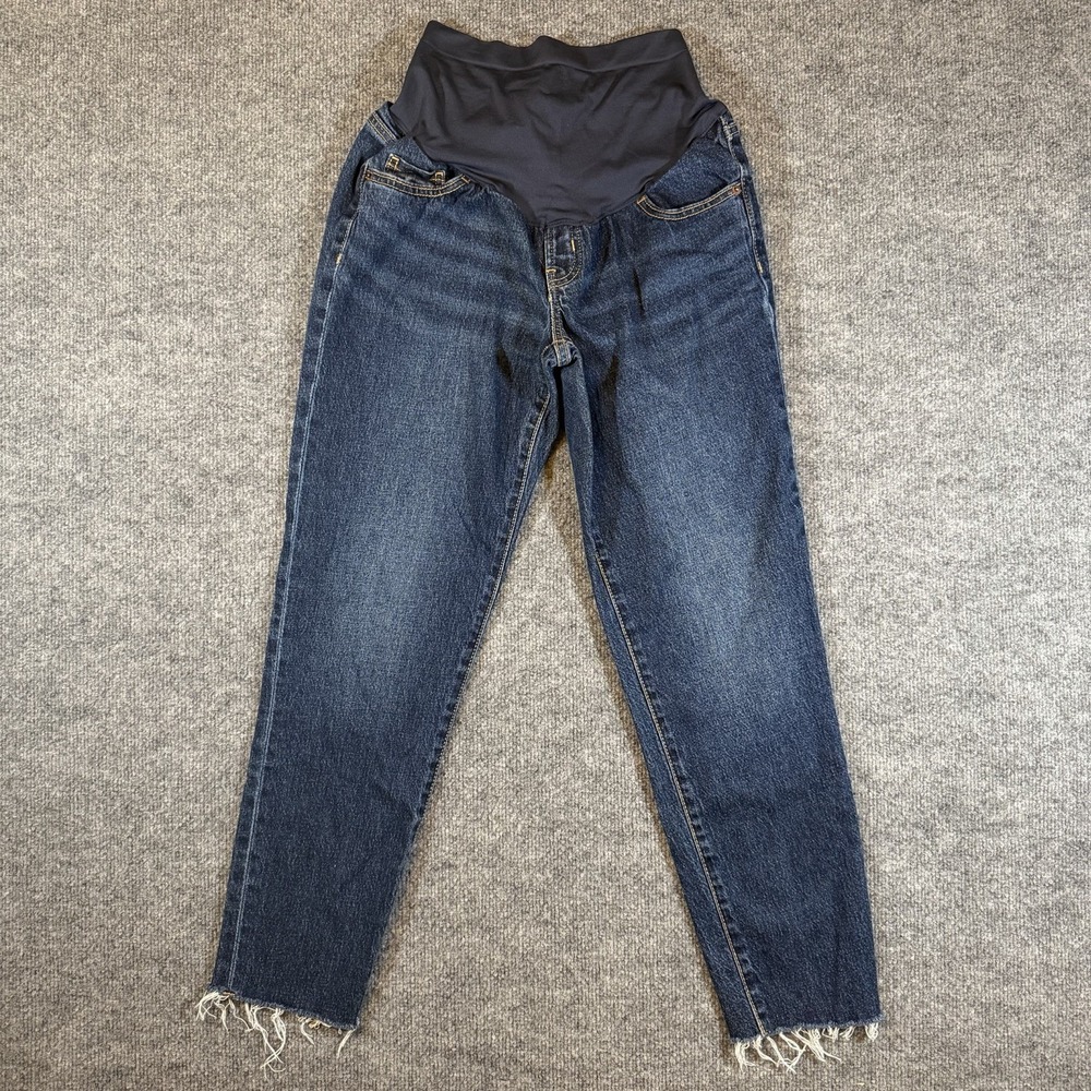 Old Navy Maternity‎ Womens 4 O.G. Straight Full Panel Denim Jeans Frayed Hem